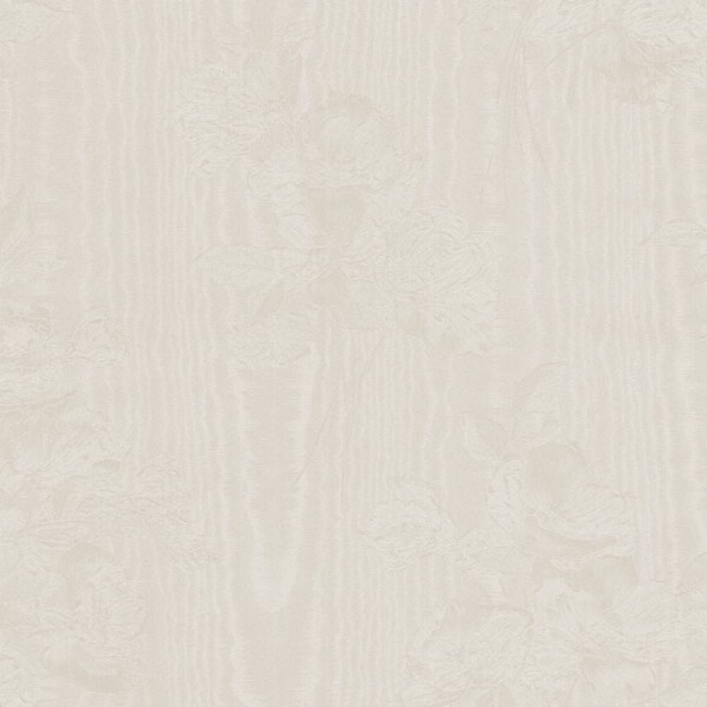 Patton Wallcoverings SM30311 Simply Silks 4 In Register Floral Moiré Wallpaper in Pearl, White